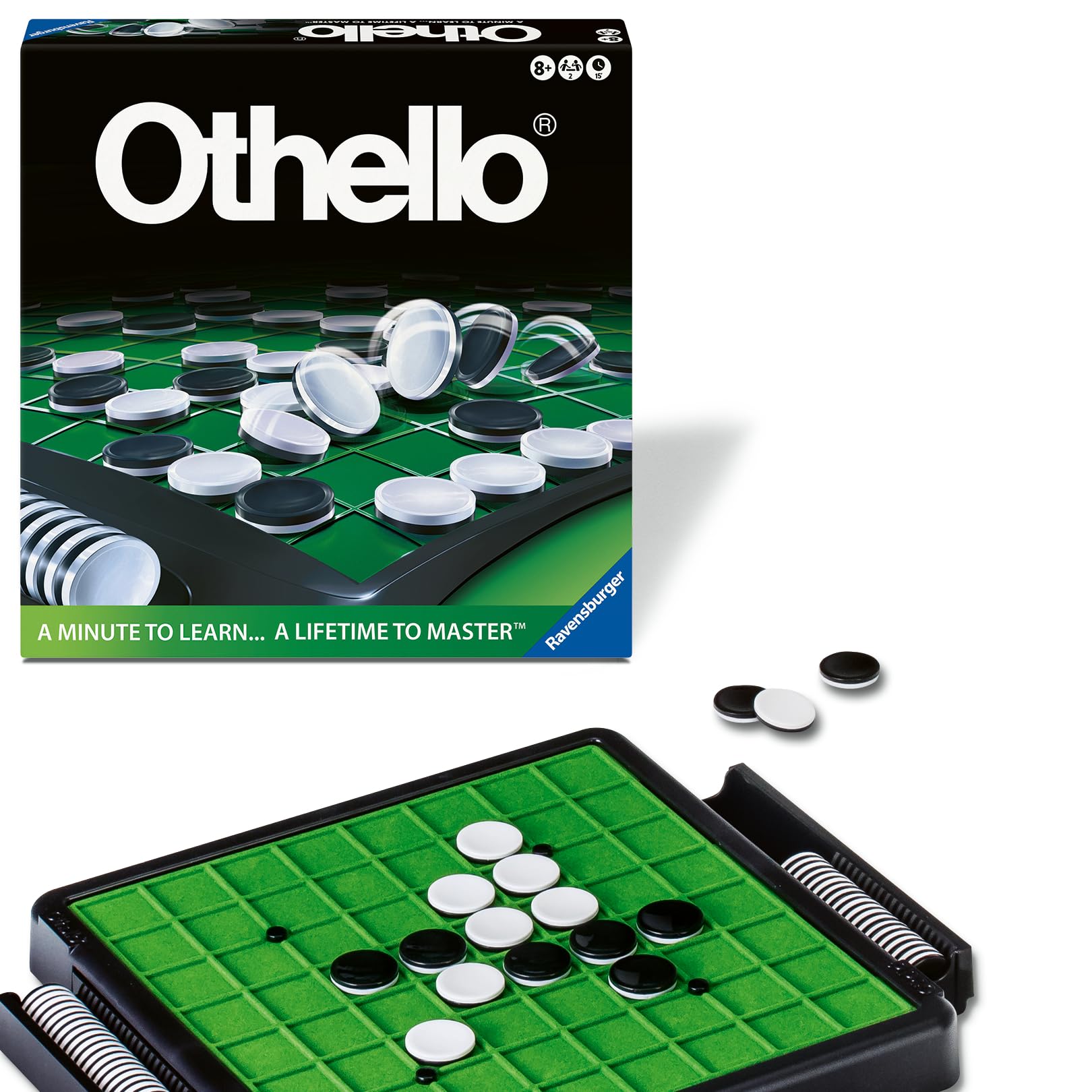Ravensburger Othello - Classic Strategy Board Game for 2 Players - Easy to Learn, Hard to Master - Fast-Paced Family Fun - Ages 8+