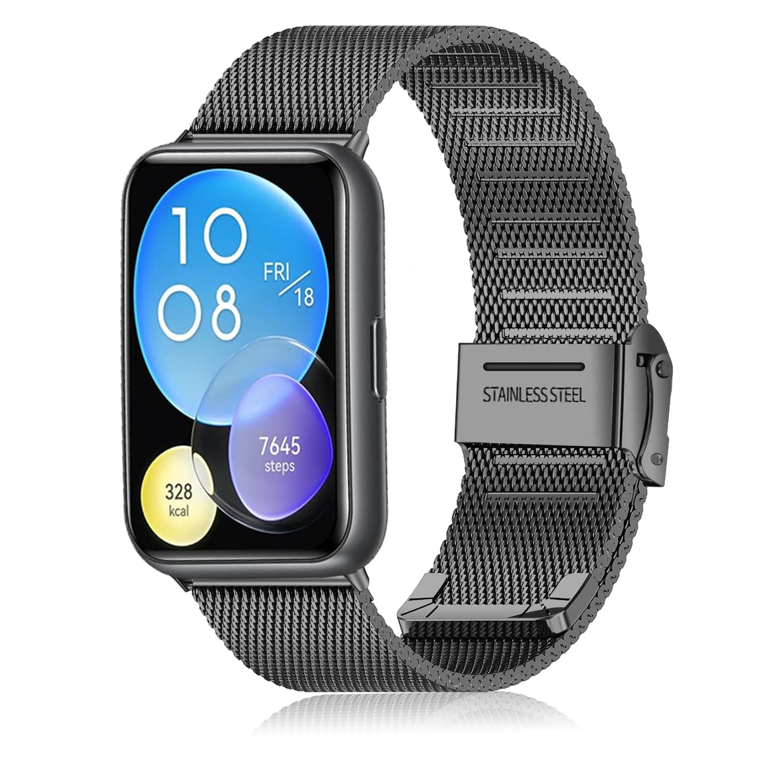 KoGiio Metal Strap Compatible with Huawei Watch Fit 2, Adjustable Stainless Steel Replacement Bracelet for Huawei Watch Fit 2 Black