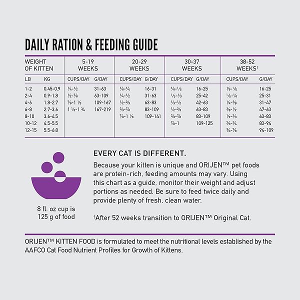 ORIJEN DRY KITTEN FOOD, GRAIN FREE FOOD FOR KITTENS, WITH WHOLEPREY INGREDIENTS, 4LB