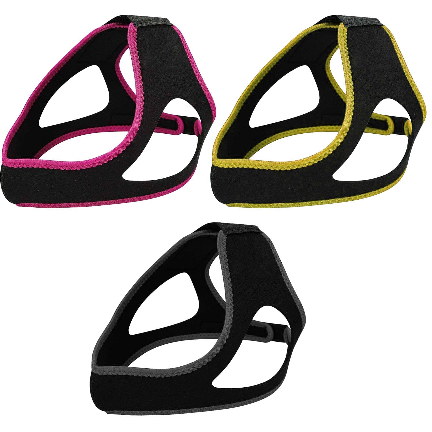 ANDERK 3 Pack Anti Snoring Chin Straps, Ajustable Stop Snoring Devices Head Band Snore Stopper Chin Straps Reduction Sleep Aids with Nose Vent and Snoring Sleeping Mouth Breathers for Men and Women