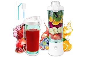 Akjbl Smoothie Blender, Personal Blender for Shakes and Smoothies with 6 Blades, 600ML BPA Free Portable Blender Cup with Lid and Rechargeable USB, Mini Blender for Home, Gym, Travel, Office