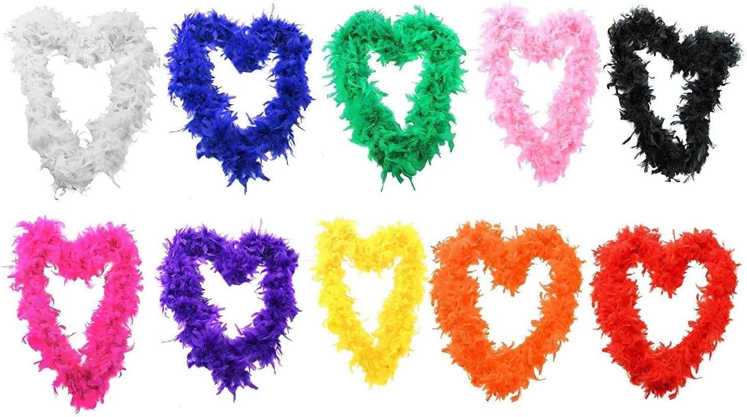 Feather Boa Fancy Dress Accessory - 71"/180 Cm Long 65g Thick Hen Night Accessory Fancy Dress Flapper Feather Boas in 10 Colours 1920's Burlesque Feathers (White)