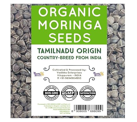 NUM NUM SUPERFOODS Tamilnadu Country breed Variety Organic Wingless Moringa Oleifera Tree Seeds/Dried Drumstick Kernelss -500 g