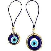 Erbulus Turkish Blue Evil Eye Car Hanging Gold Ornament Set of 2- Evil Eye Car Accessories - Evil Eye Car Charm Gift for Women or Men