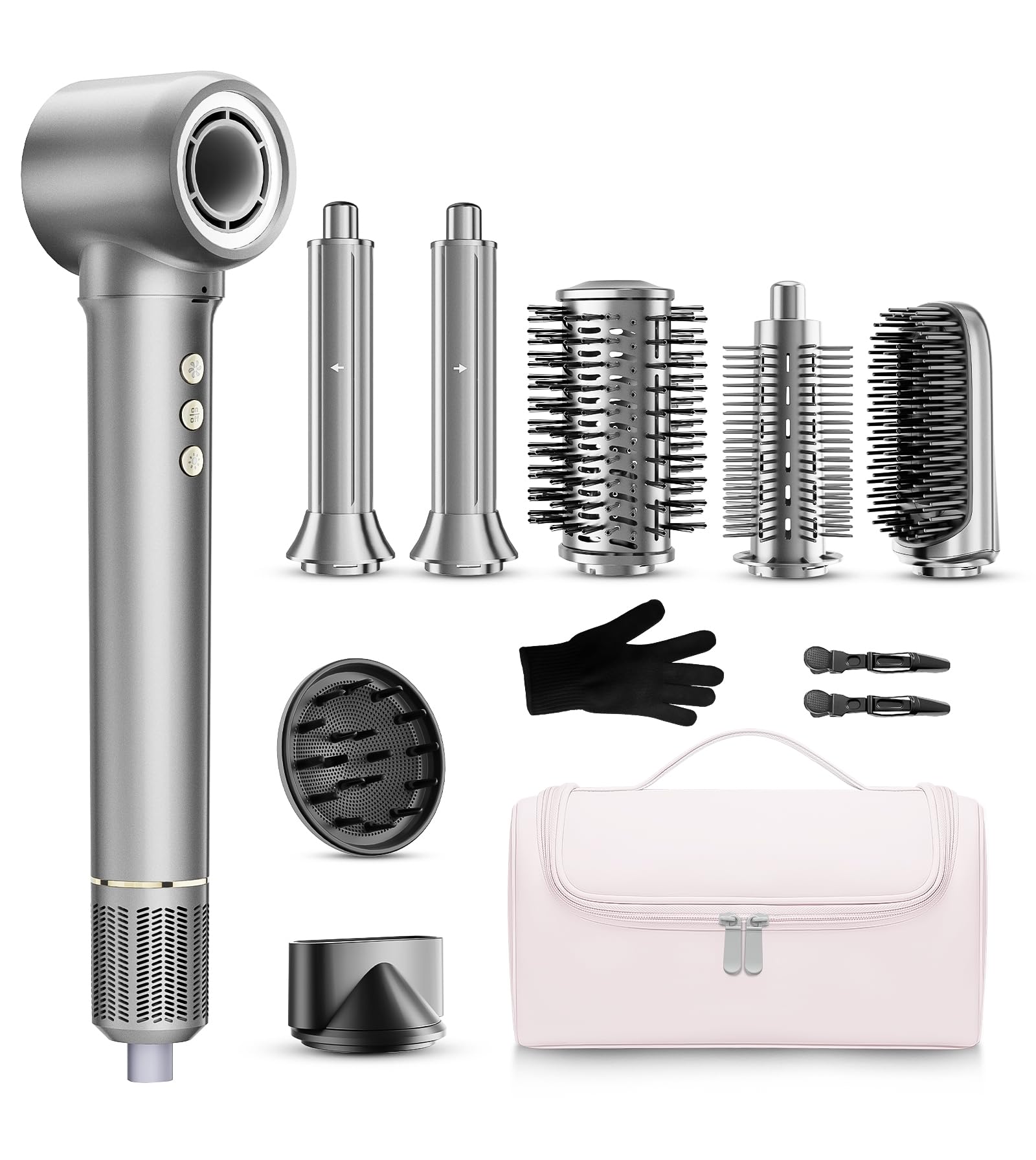 Photo 1 of 9 in 1 Hair Dryer Brush Kits,Professional 1200W Powerful Hot Air Styler Dryer with Case,110,000 RPM Auto Wrap Air Curler Travel Hair Crimper for Fast Drying/Straightening/Styling/Volumizing/Frizz-Free