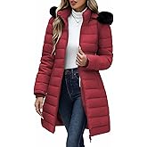 Uikue Women's Winter Puffer Coat - Thicken Fleece Lined Down Jacket Waterproof Warm Hooded Parka with Faux Fur Detachable