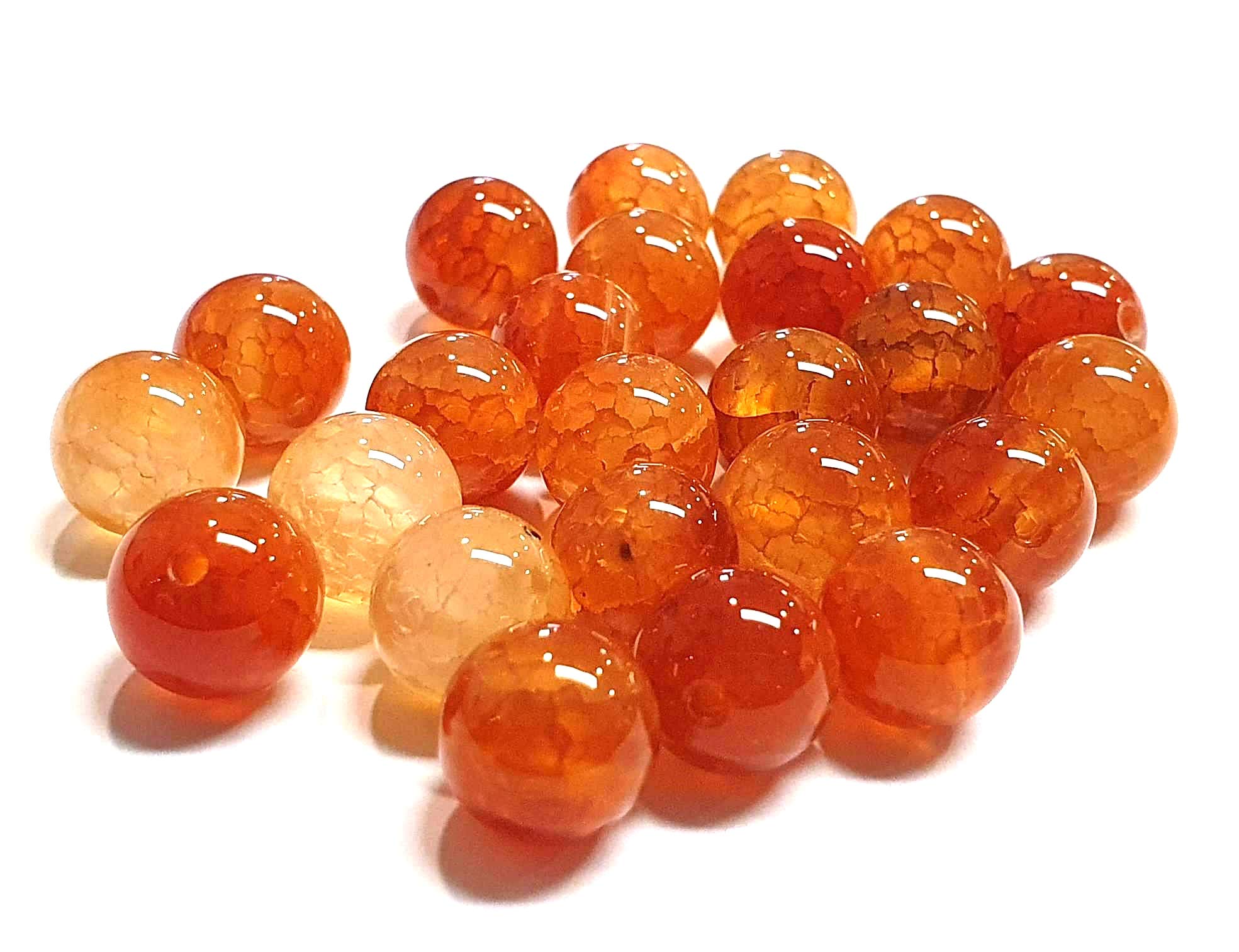 Natural Crackle Dragon Veins Agate Beads Gemstone Red Orange 6/8/10 mm Ball Gemstone Craft Stone (8 mm 15 Pieces)