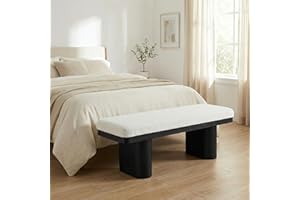 BKSFOAA 47.5'' Bed Bench Ottoman with Teddy Velvet Upholstery & 225 LB, Entryway Bench with Solid Wood Frame & Easy Assembly 