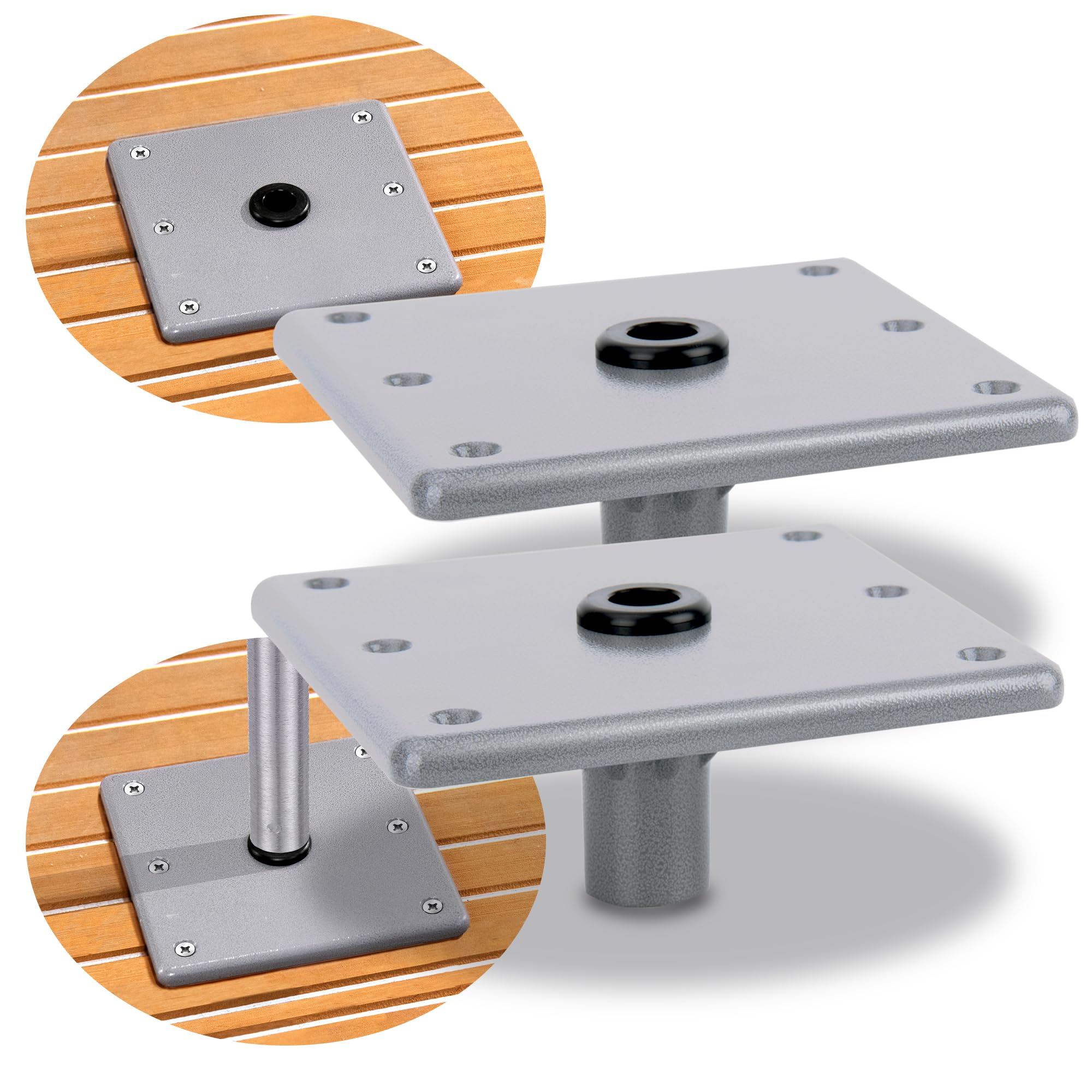 Photo 1 of 7" x 7"Boat Seat Base 2 Pack,Aluminum Jon Bass Boat Seat Mount for 3/4" Pin Post Socket, Heavy Duty Pedestal Base Bracket Plate Mounting Hardware
