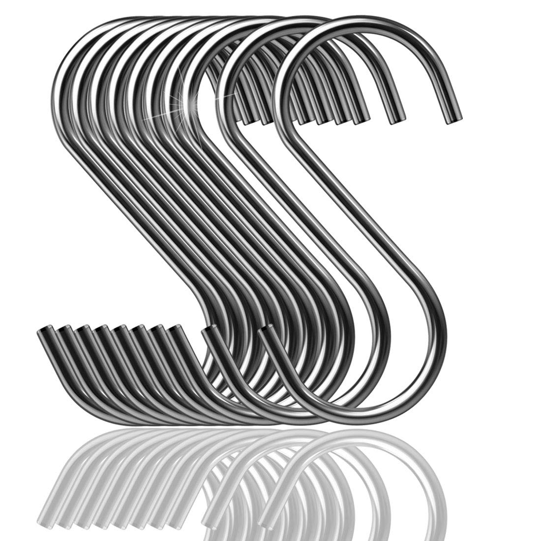 WEERSTONE 20 Pack S Hooks Heavy Duty Stainless Steel S Shaped Hooks Utility Hangers for Kitchen Utensils Office Bathroom Closet Workshop Garage Office Household Home Essential Set