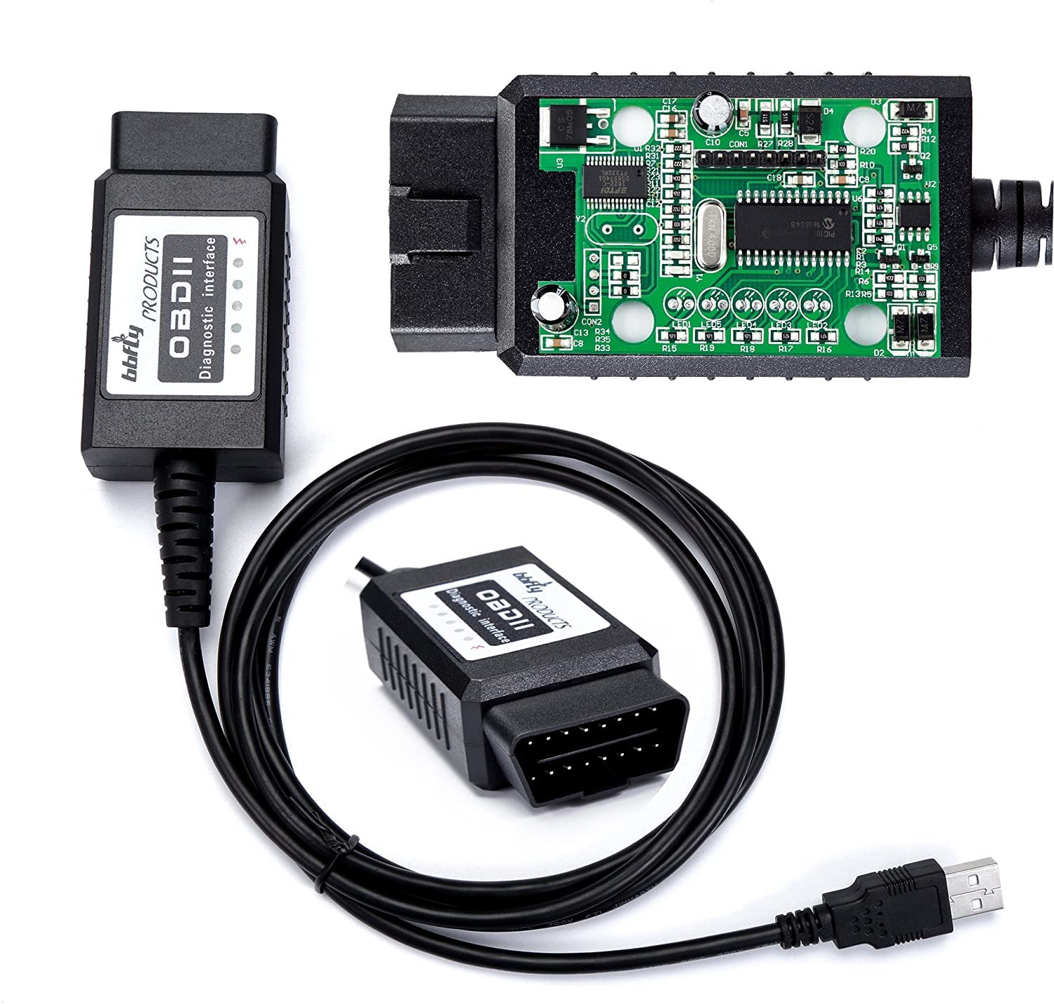 Photo 1 of bbfly-BF32301 USB FTDI Chip OBD-II Scan Tool for Windows Auto Diagnostic Scanner OBD2