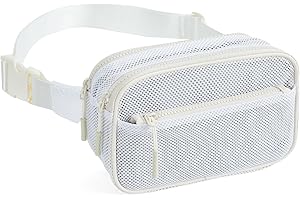 Telena Fanny Packs for Women Men Fashionable Cross Body Fanny Pack Mesh Belt Bag for Women with Adjustable Straps Beige