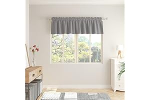 LKTCOBTAC Lightgrey Small Tiers Kitchen Short Small Mini Window Curtains Valance 10 inches Length Blackout Home Decor Blackout Basement rv Camper Living Room/Bedroom 42W by 10L 1 Piece Rod Pocket