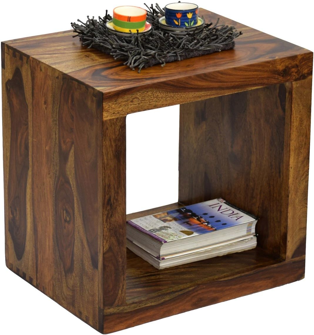 Daintree Cubo End Table (Lacquer Finish, Natural Teak)