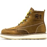 ROCKROOSTER Magnolia 6" Side-Zipper Wedge Boots for Men, Lightweight Soft Moc Toe Motorcycle Boots SAP309-Brown, SAP309BK-Black, SAP310-Black