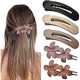 5 PCS Flat Hair Clips, Medium Lay Flat Claw Clips for Women Girls, 2 Styles French Matte Non-slip Hair Barrettes for Thick Thin Fine Hair (Pink&Purple)