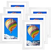 FIXSMITH 5x7 Picture Frame Set of 6, White Photo Frames Bulk with HD Plexiglass, Display Pictures 4x6 with Mat or 5x7 Without Mat, Multi Picture Frames Collage for Tabletop or Wall Display