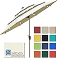 EliteShade USA 10-Year-Non-Fading Solar 9ft 3 Tiers Market Umbrella with 80 LED Lights Patio Umbrellas Outdoor Table with Ventilation,Natural