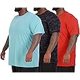 Real Essentials 3 Pack: Men’s Big & Tall Tech Stretch Long-Sleeve & Short-Sleeve Dry-Fit T-Shirt (3XT-5XT)