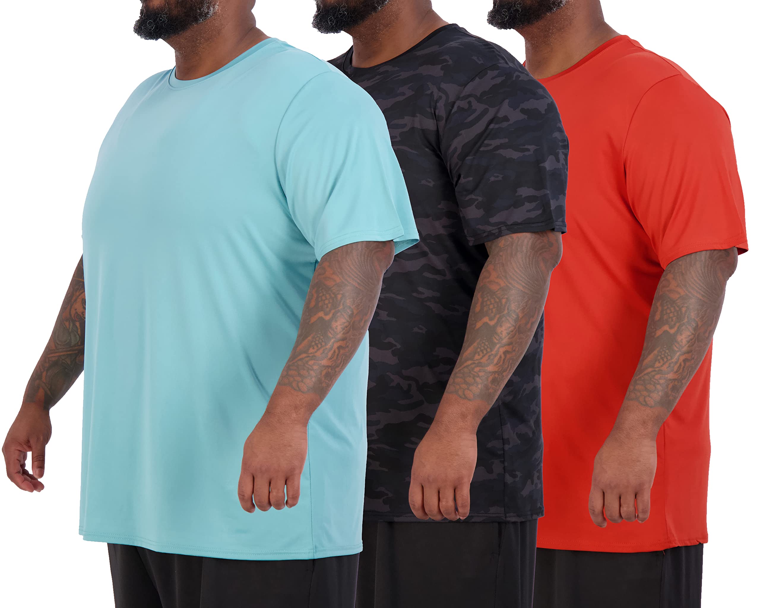 Photo 1 of Real Essentials 3 Pack: Men’s Big & Tall Tech Stretch Long-Sleeve & Short-Sleeve Dry-Fit T-Shirt (3XT-5XT), Set 12, 4X Tall, Pack of 3