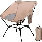 TlaroRiz Camping Chair Portable Lightweight Camping Chairs for Adults Foldable 600D Oxford Ultralight Backpacking Chair with Breathable Mesh and Pocket for Outdoor Travel Hiking,Beige