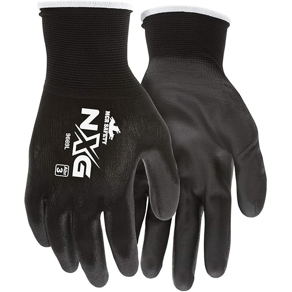 MCR Safety 9669L, 13 Gauge Black Nylon Shell, Blk PU Palm 