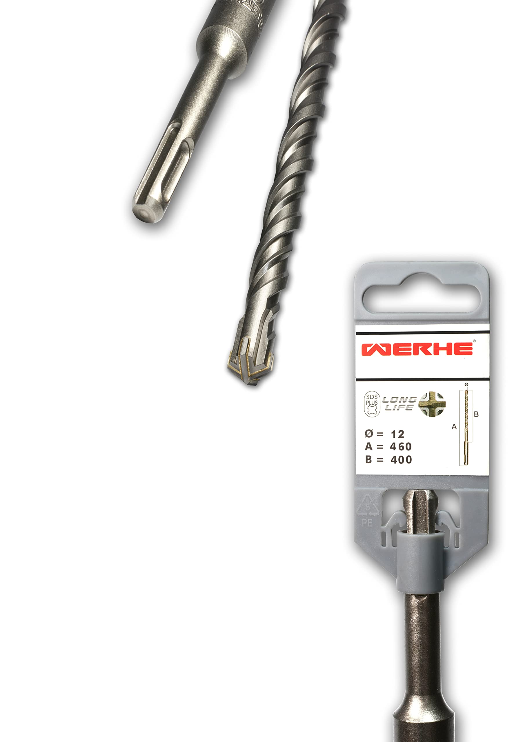 WERHE Profi SDS Plus Concrete Drill Bit 12 x 460 mm Hammer Drill Stone Drill Concrete Drill Bit
