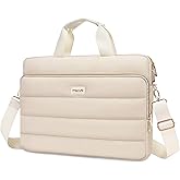 MOSISO Puffy Laptop Shoulder Bag,15-15.6 inch Computer Bag Compatible with MacBook Pro 16 inch, HP, Dell, Lenovo, Asus Notebook,Polyester Horizontal Sleeve with Front Zipper Pocket&Belt, Sand
