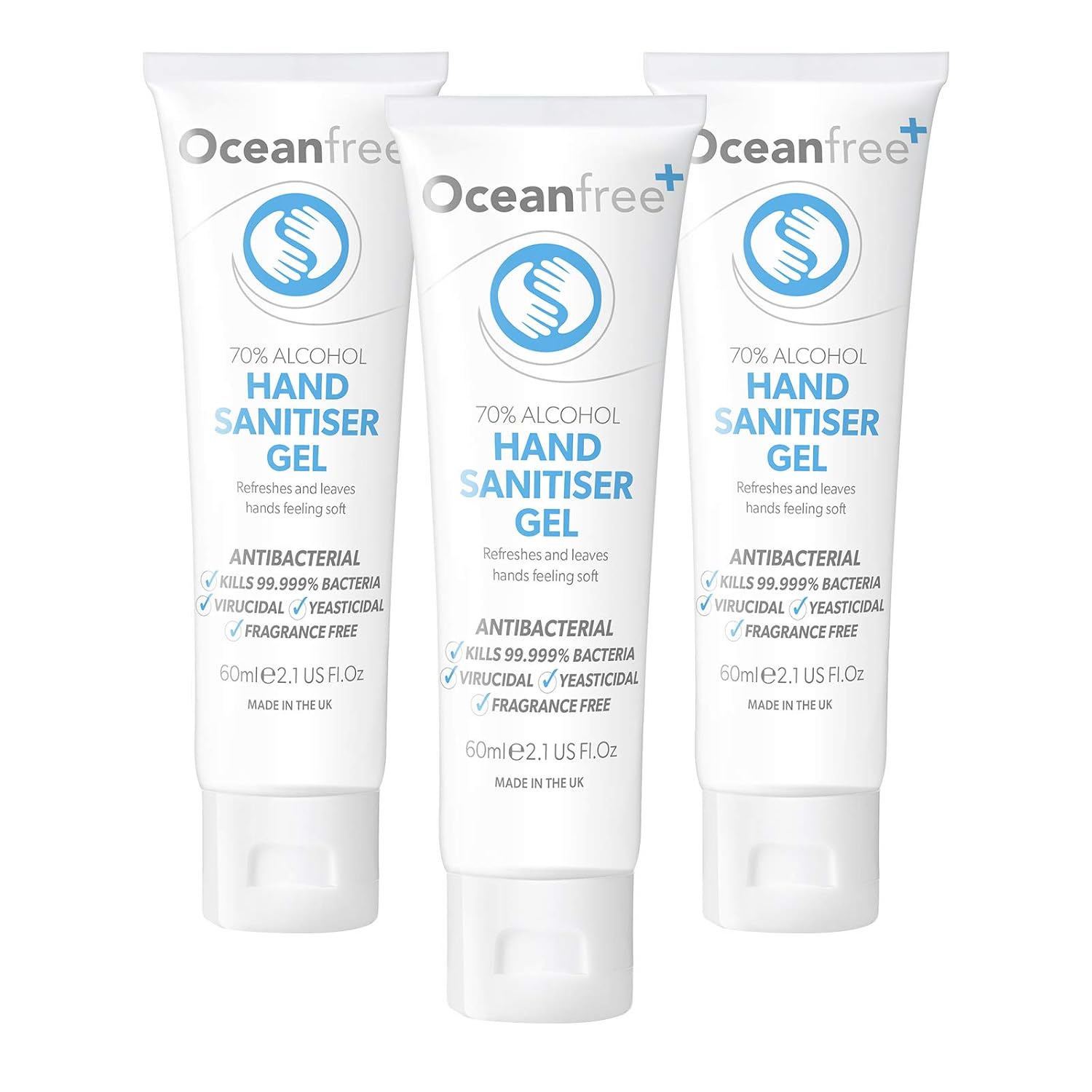 70% Alcohol Hand Sanitiser Gel - 3x 60ml - Certified Surgical/Medical Grade (Pack of 3)