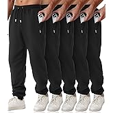 OZYJD Mens Sweatpants with Zipper Pockets 5 Pack Athletic Joggers for Men Warm Slim Fit Track Workout Running Sweat Pants
