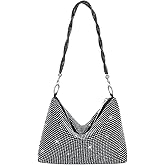 Evevictor Rhinestone Clutch Purse for Women, Sparkly Hobo Bag Glitter Shoulder Bag Shiny Money Handbag for Date Party Prom