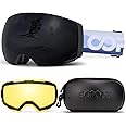 COPOZZ Polarized Adult Ski Goggles Set - M1 Magnetic Lens Snowboard Snow Goggle, OTG Anti-Fog Skiing Glasses Goggles