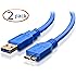 Cable Matters 2 Pack, SuperSpeed USB 3.0 Type A to Micro-B Cable in Blue 3 Feet