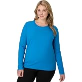 Hanes Women's Cotton Long Sleeve T-Shirt, Crew Neck, Regular &amp; Plus Size, Deep Dive, X-Large