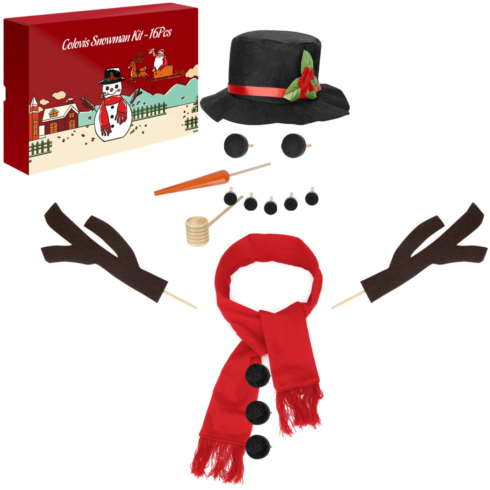 Photo 1 of Colovis 16Pcs Snowman Decorating Kit, Snowman Making Kit Snow Toys for Winter Outdoor Party Christmas Holiday Decoration(1 Pack)