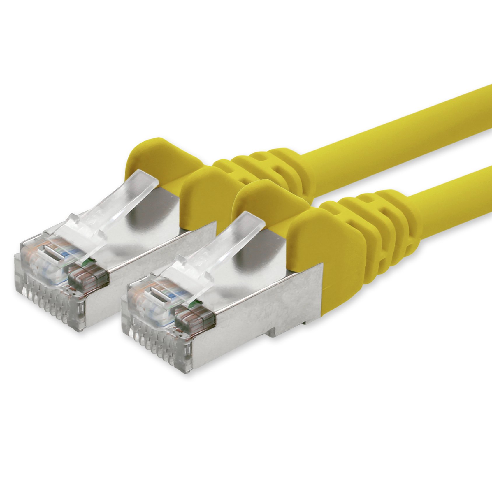 1aTTack.de Network cable CAT5e 2x RJ45 connector foil and braid-shielded SFTP network patch cable 20m yellow