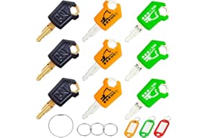 WAH LIN PARTS New Cat 5P8500 Equipment Key Set, 3 Colors Caterpillar Loaders Excavators Ignition Keys with 3 Extra Color Key Tags & Keyrings