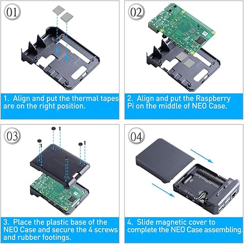 GeeekPi Argon NEO Caja de aluminio con enfriamiento pasivo, Raspberry Pi 4 caja con disipadores térmicos, Raspberry Pi 4 Carcasa de carcasa Disipación para Raspberry Pi 4B