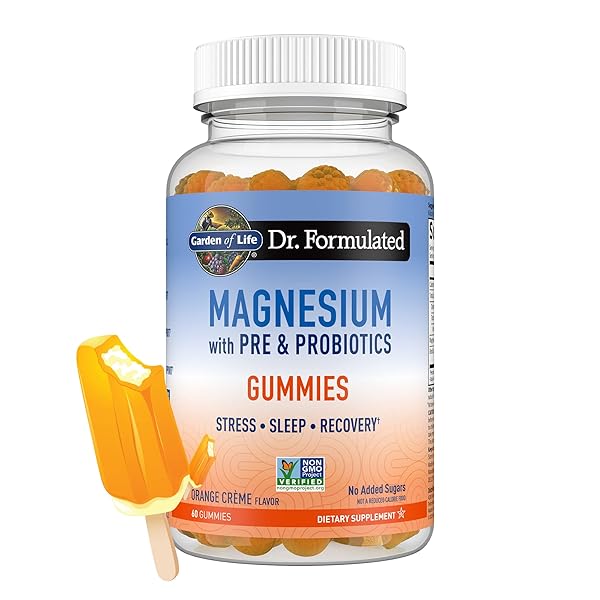 GARDEN OF LIFE DR FORMULATED MAGNESIUM CITRATE SUPPLEMENT WITH PREBIOTICS & PROBIOTICS FOR STRESS, SLEEP & RECOVERY – VEGAN, GLUTEN FREE, KOSHER, NON-GMO, NO ADDED SUGARS – 60 GUMMIES