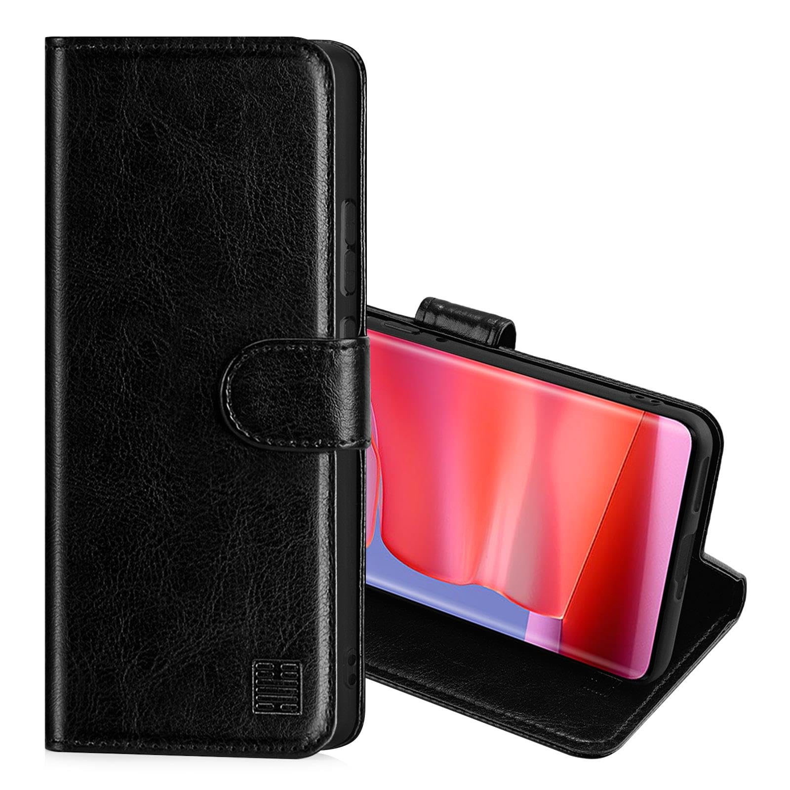 32nd Book Wallet PU Leather Case Cover for Motorola Edge 50 Pro, Flip Case With RFID Blocking Card Slots, Magnetic Closure and Built In Stand - Black