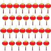 30 Pack Red Chinese Mini Lanterns Decorative Lucky Hanging Lanterns Decoration New Year Wedding Party Hang Mini Lantern Home Decoration for Chinese Spring Festival Lunar New Year