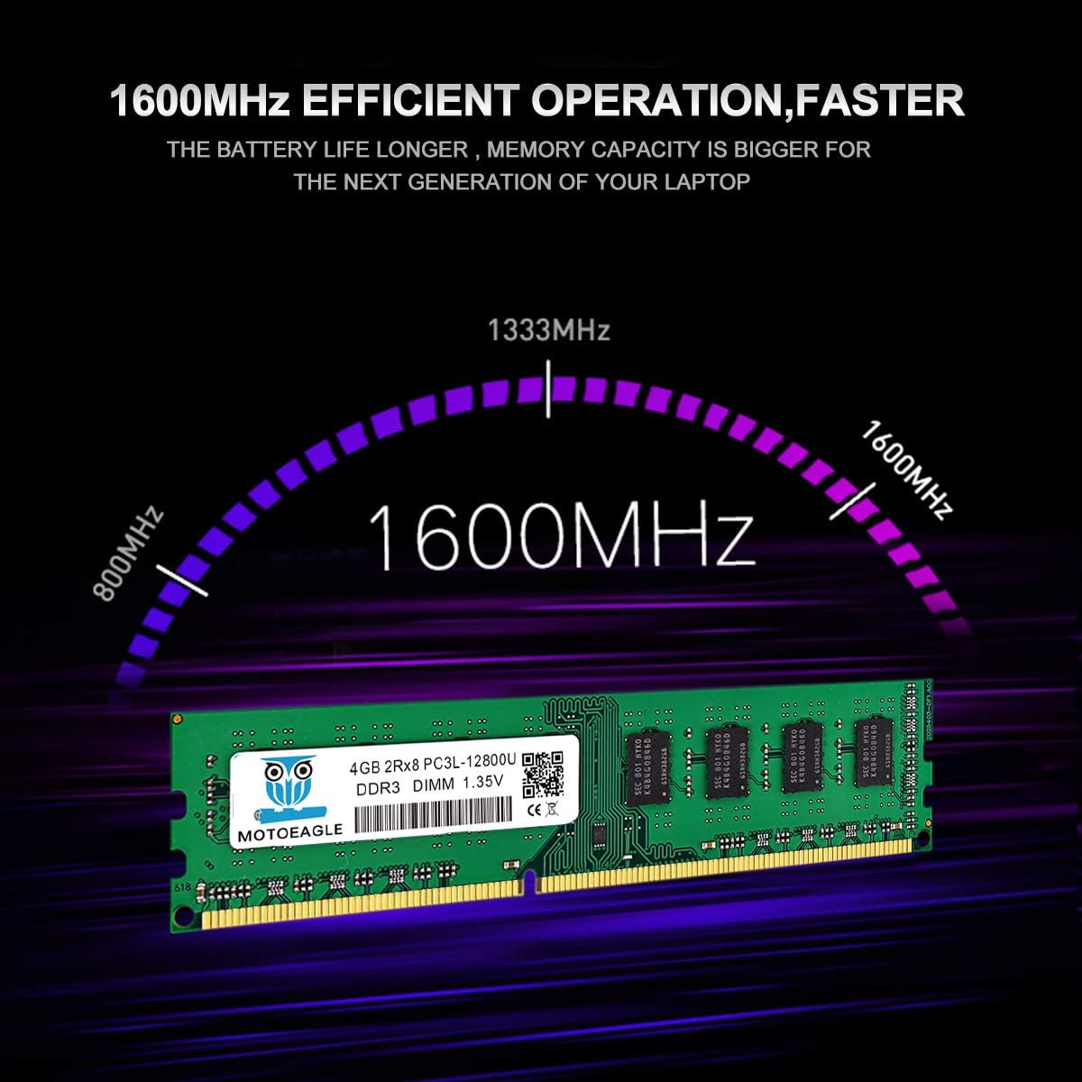 PC3L 12800U DDR3L 1600MHz 8GB Kit (4GBx2) UDIMM RAM 1.35V/1.5V 240-Pin Desktop Memory, 4GB-12800U-Lx2, 12800UL - Image 4