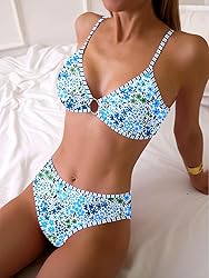 Fanuerg Women's Triangle Bikini Sets O Ring Linked