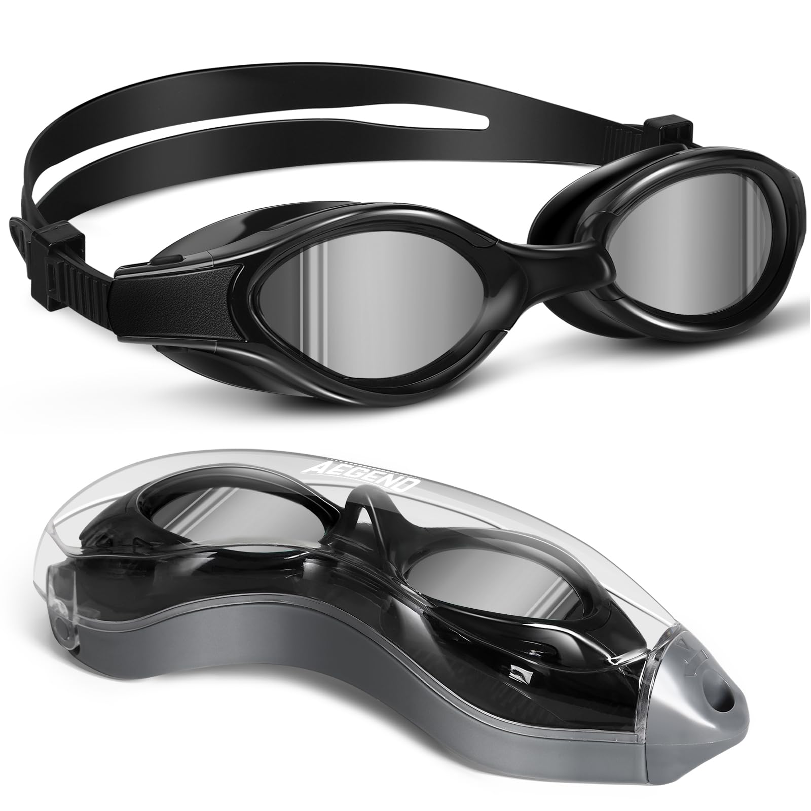 Photo 1 of Aegend Polarized Swim Goggles, Upgraded Swimming Goggles with High Nose Bridge Soft Silicone Anti-Fog Anti-Glare No Leakage Clear Vision Adults Men Women for Swimming Sailing Surfing,Silver
