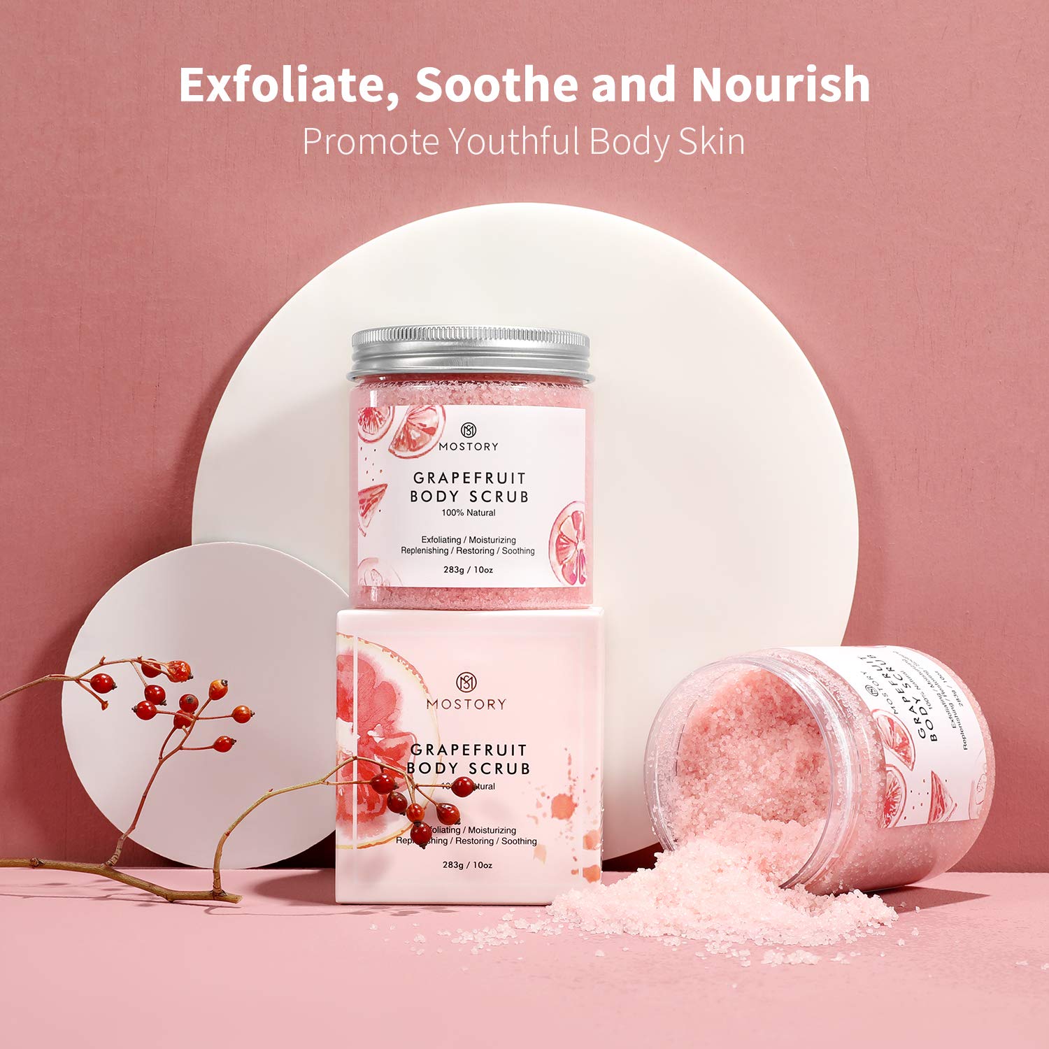 Natural Grapefruit Exfoliating Body Scrub - Shooting Organic Dead Sea Salt Anti Aging Acne Wrinkles Cellulite Remover Exfoliator Moisturizing Vitamin E Vitamin C Coconut Oil Scrubs for Women Men 10 oz : Beauty