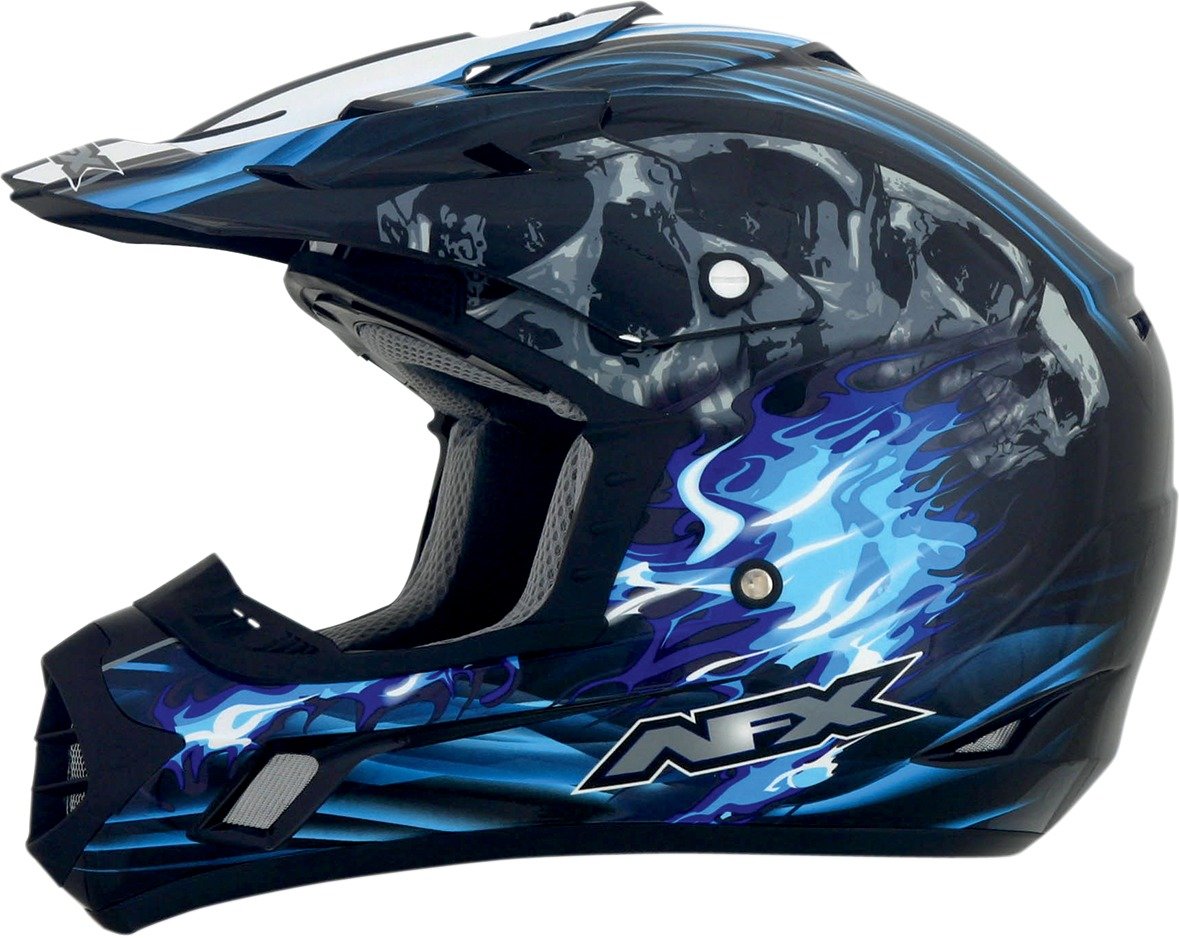 AFX Inferno Water Decals Changes Adult FX-17 Dirt Bike Motorcycle Helmet - Black/Blue / 3X-Large