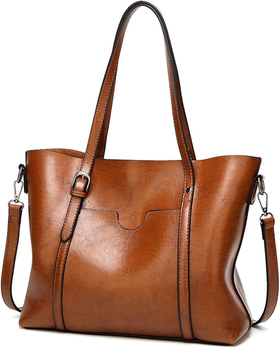 DEERWORD Women's Handbags Shoulder Bags Top-handle Faux Leather Convertible Tote Crossbody Hobo Brown