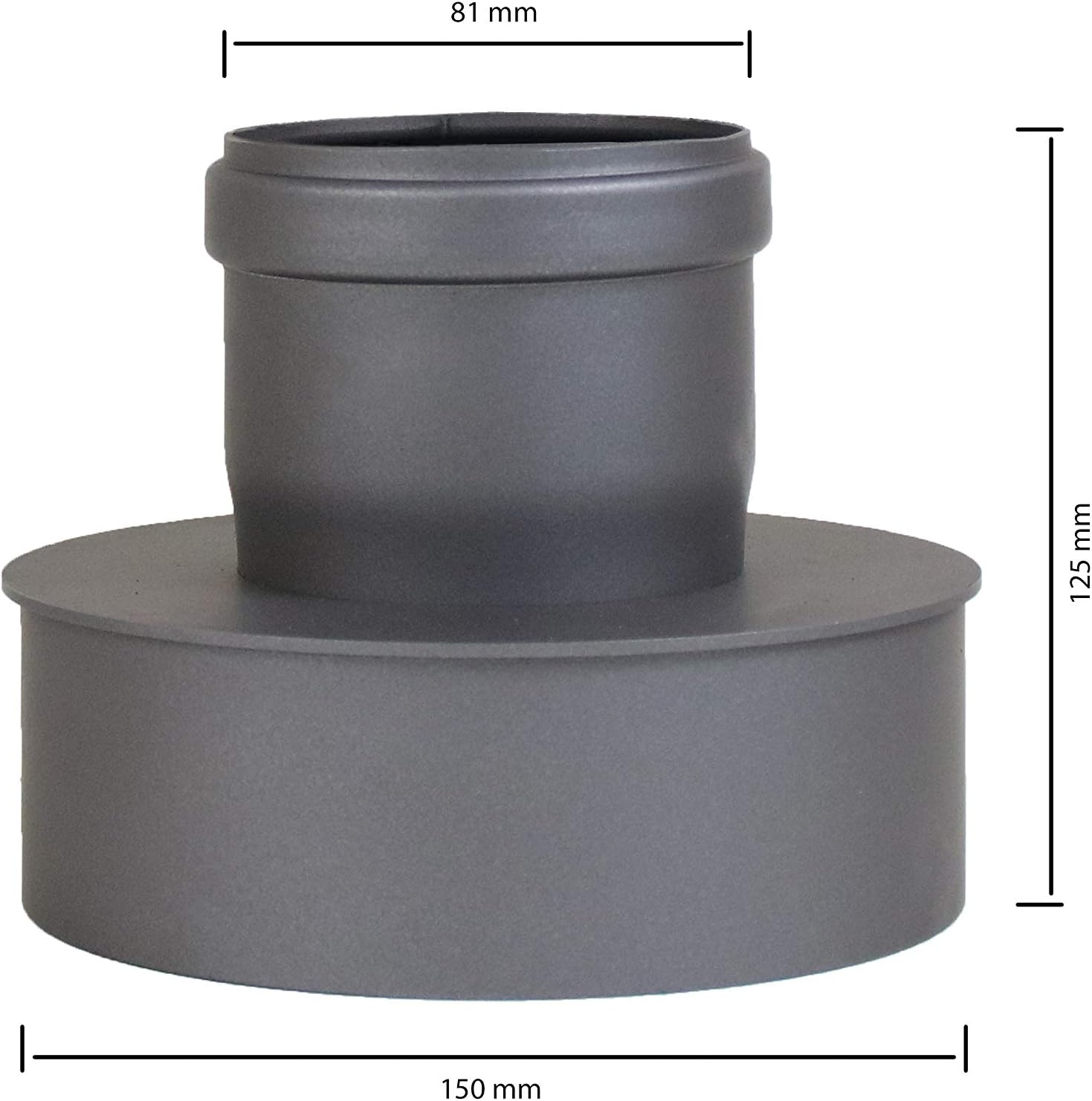 Ø 80 mm sur 150 mm tuyau de cheminée gris Lanzzas Fire Élargissement pour tuyau de poêle à Ø 80 mm sur 150 mm tuyau de cheminée gris Lanzzas Fire Élargissement pour tuyau de poêle à