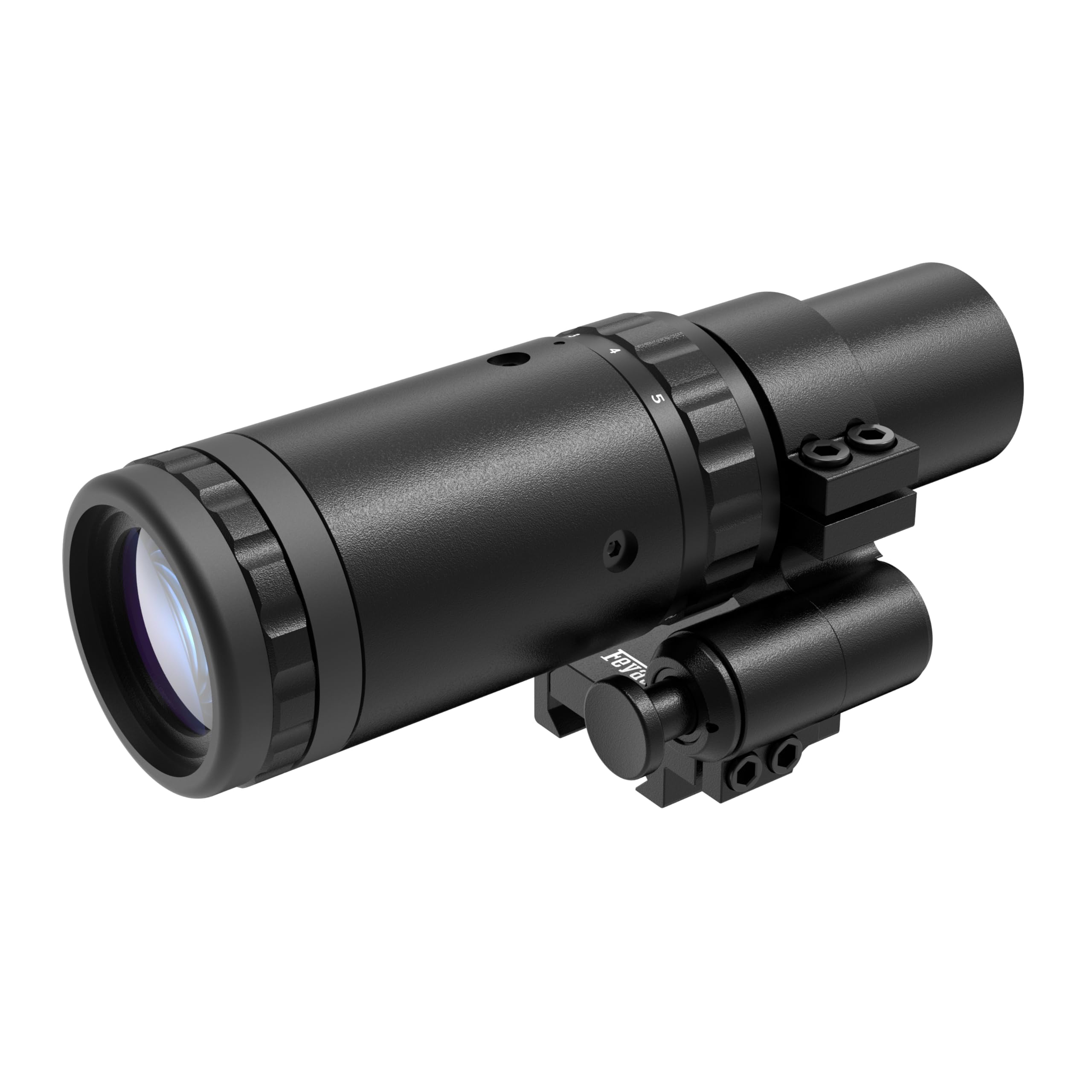 Feyachi M57 1.5X - 5X Magnifier with Flip to Right Side Mount for Outdoor Sports, Black