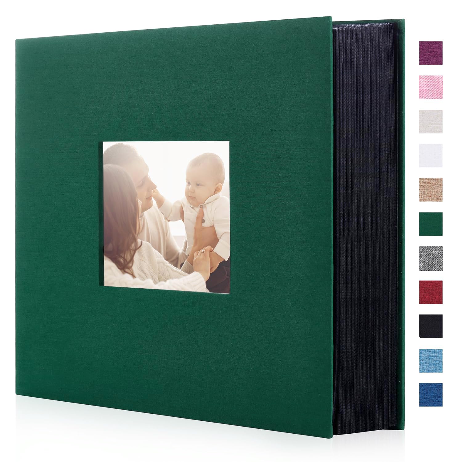 Miaikoe Photo Album 6x4 600 Pockets Slip in Large Capacity Album for Family Wedding Anniversary Linen Album Book Holds 600 Horizontal and Vertical 10x15cm Photos(600 Pockets, Dark Green)